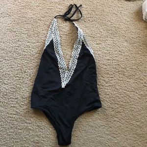 h&m low v cut one piece